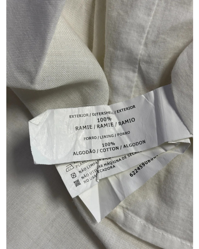 Sacoor Brothers White Ramie Button-Down Midi Shirt Dress