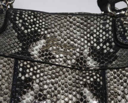 Guess Grey/Black Snakeskin Pattern Satchel Handbag