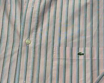 Lacoste Pink Striped Long Sleeve Button Down Shirt