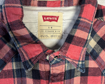 Levi's Red/Blue Plaid Slim Fit Flannel Western Shirt
