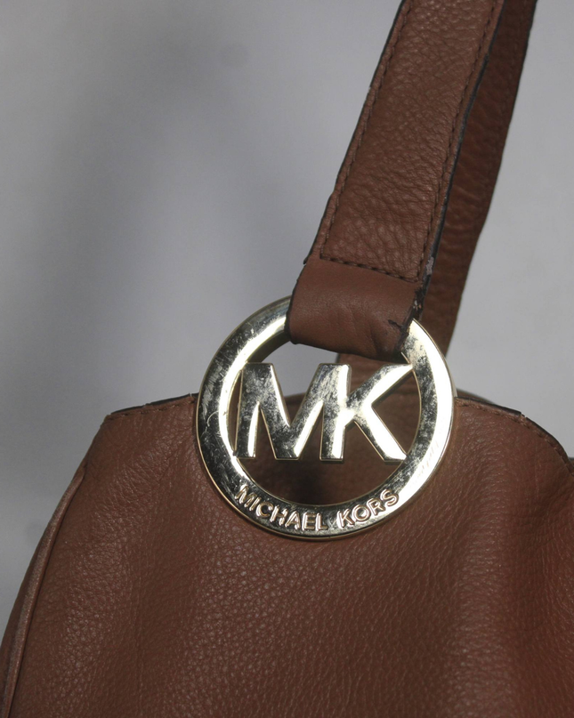 Michael Kors Brown Pebbled Leather Shoulder Bag