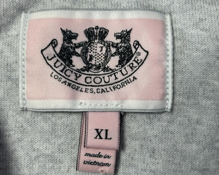 Juicy Couture Grey Velour Zip-Up Hoodie with Graphic Back
