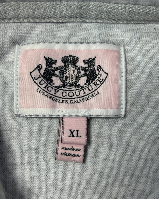 Juicy Couture Grey Velour Zip-Up Hoodie with Graphic Back