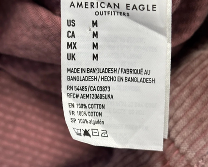 American Eagle Mauve Corduroy Cropped Trucker Jacket