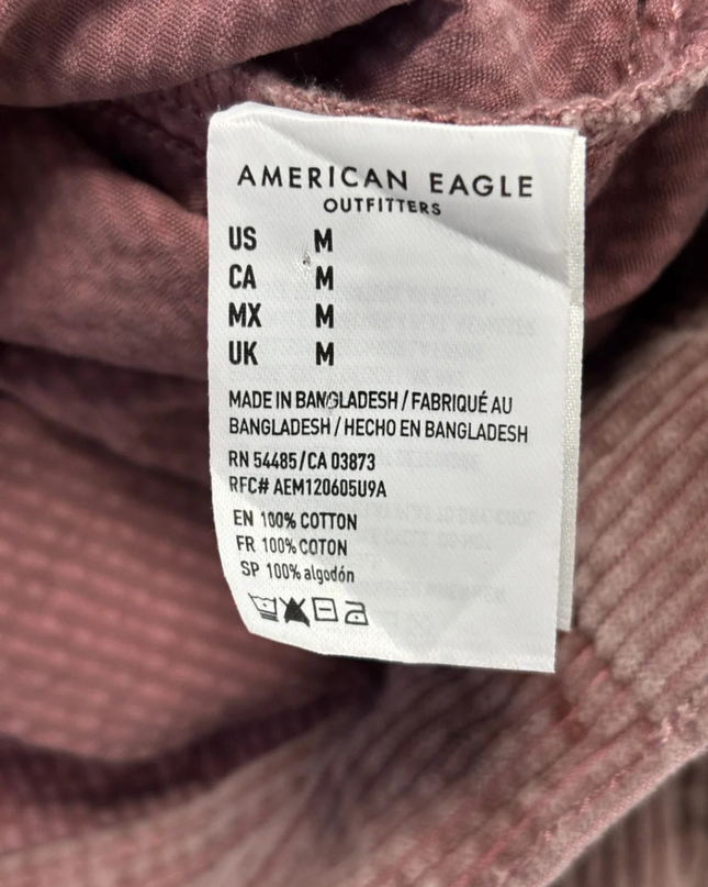 American Eagle Mauve Corduroy Cropped Trucker Jacket