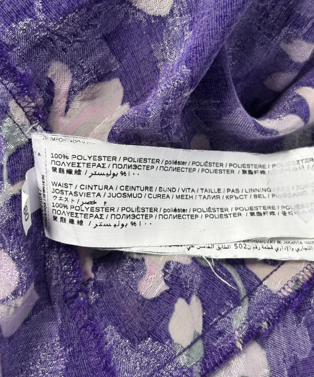 Mango Purple Floral Ruffle Hem Shorts