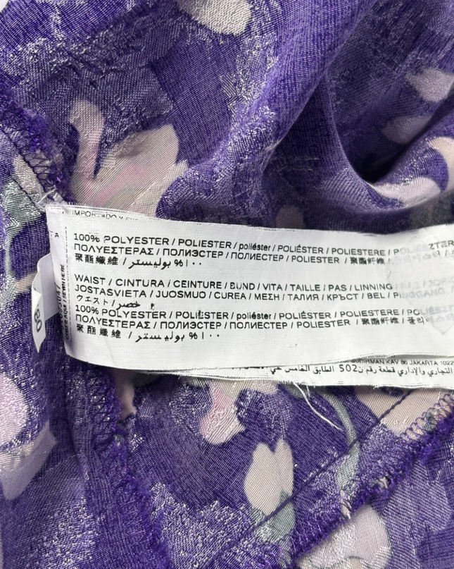 Mango Purple Floral Ruffle Hem Shorts