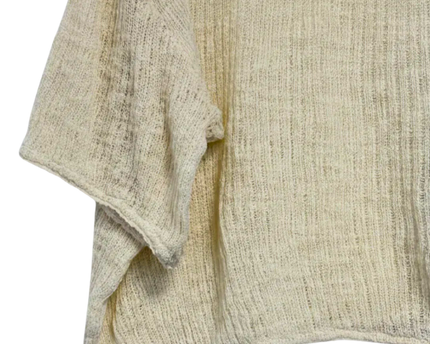 Massimo Dutti Cream Cropped Knit Boxy Blouse