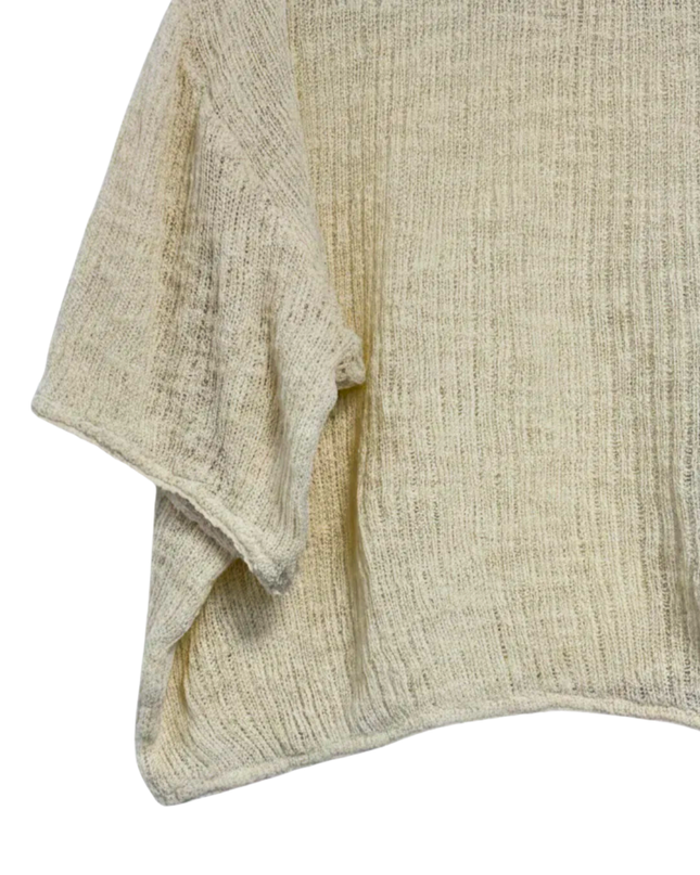 Massimo Dutti Cream Cropped Knit Boxy Blouse