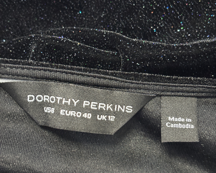 Dorothy Perkins Black Shimmer Velvet Draped Neck Midi Dress