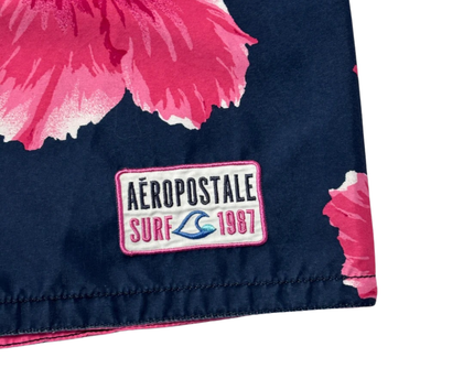 Aeropostale Navy/Pink Floral Print Board Shorts