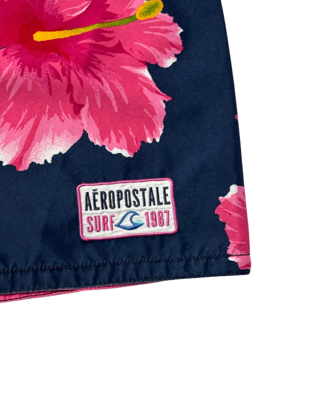 Aeropostale Navy/Pink Floral Print Board Shorts