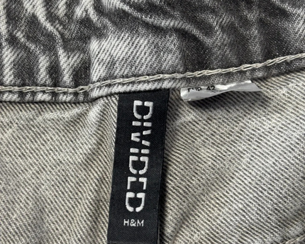 H&M Divided Grey Acid Wash Wide-Leg Denim Jeans
