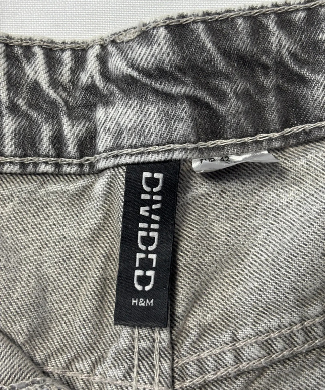 H&M Divided Grey Acid Wash Wide-Leg Denim Jeans