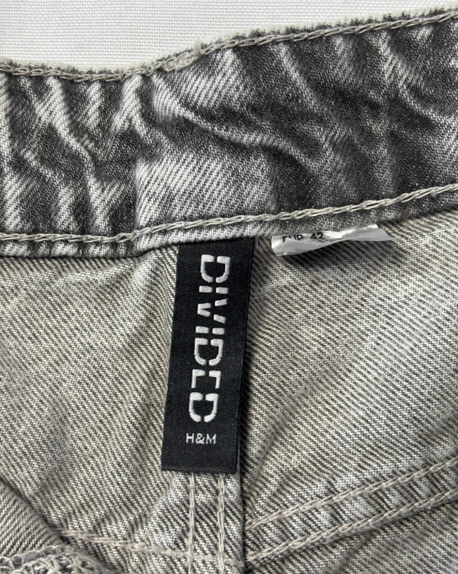 H&M Divided Grey Acid Wash Wide-Leg Denim Jeans