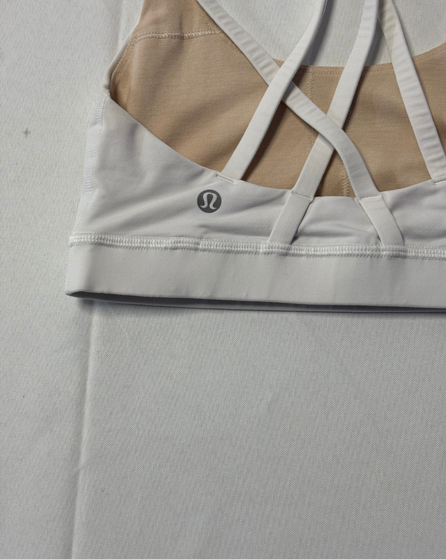 Lululemon White Strappy Back Volleyball Sports Bra