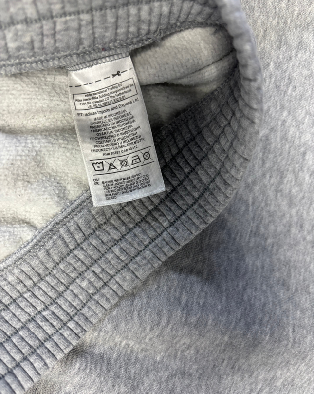 Adidas Grey Full-Zip 3-Stripe Hoodie