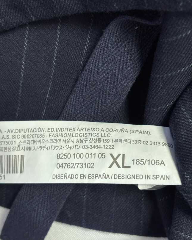 Stradivarius Navy Blue Pinstripe Utility Shirt Jacket