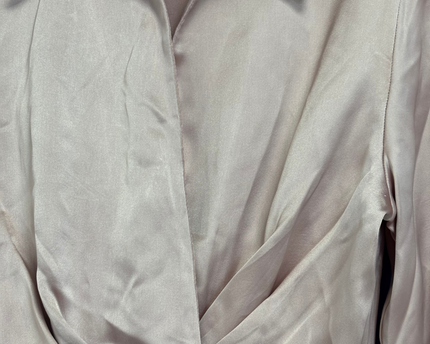 Zara Pink Draped Satin Long Sleeve Mini Dress