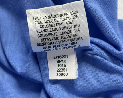 Blue Long-Sleeve V-Neck T-Shirt with Lace Pocket Detail