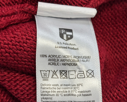 U.S. Polo Assn. Red Cable Knit Shawl Collar Sweater