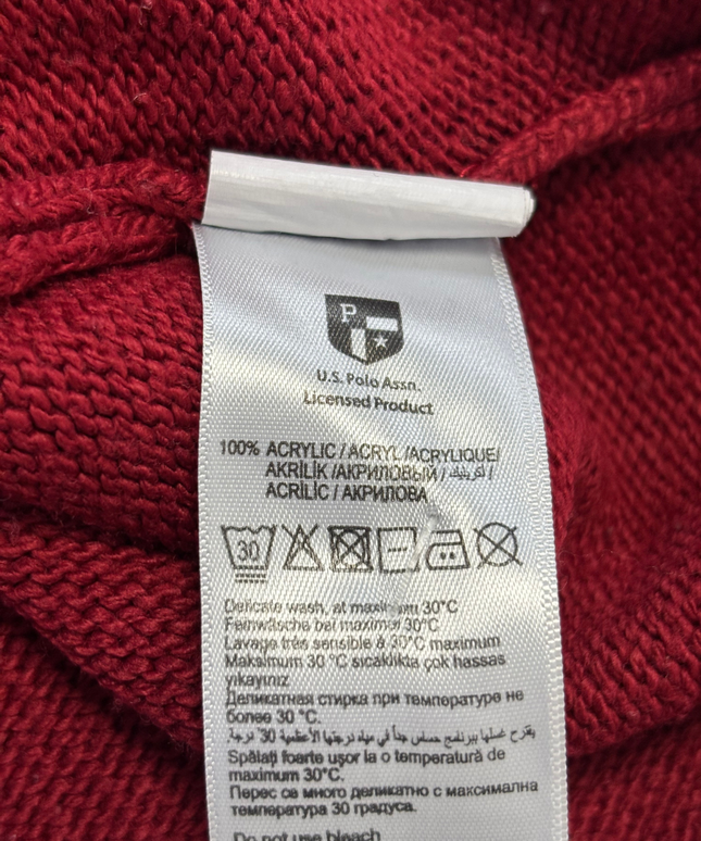 U.S. Polo Assn. Red Cable Knit Shawl Collar Sweater