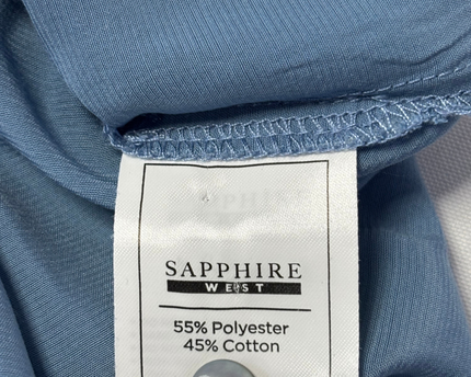Sapphire West Dusty Blue Short Sleeve Button-Up Blouse
