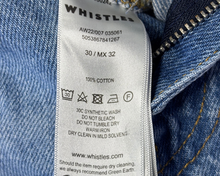 Whistles Mid-Wash Blue Straight Leg Denim Jeans