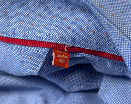 L'Homme by ELLE Blue Micro-Dot Long Sleeve Button-Down Shirt