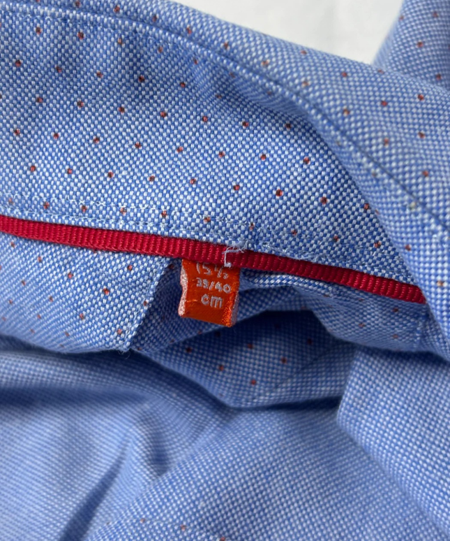 L'Homme by ELLE Blue Micro-Dot Long Sleeve Button-Down Shirt