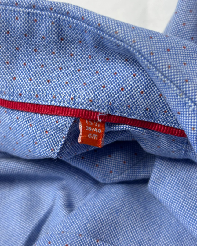 L'Homme by ELLE Blue Micro-Dot Long Sleeve Button-Down Shirt