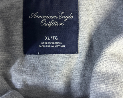 American Eagle Grey Short Sleeve Piqué Polo Shirt