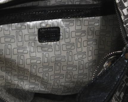 Guess Black & Grey Patterned Monogram Shoulder Bag