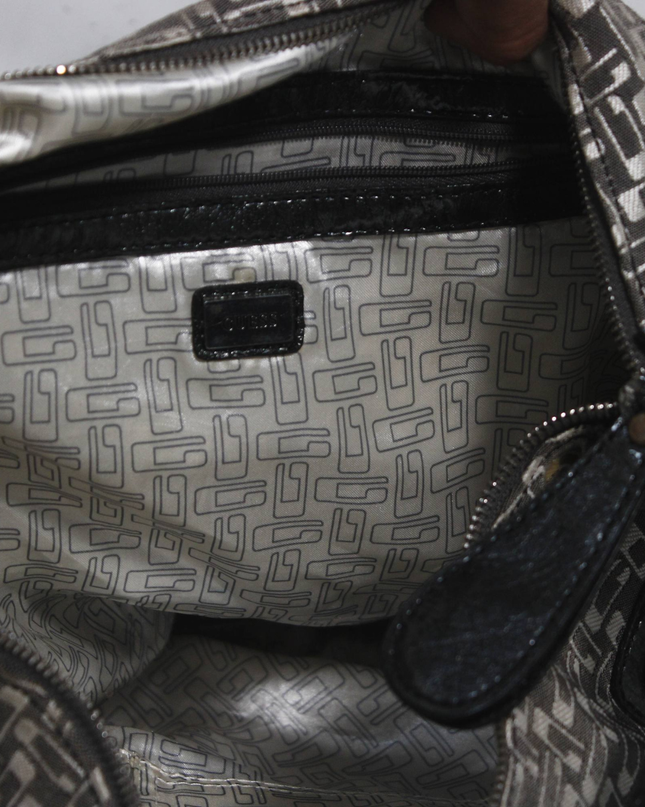 Guess Black & Grey Patterned Monogram Shoulder Bag