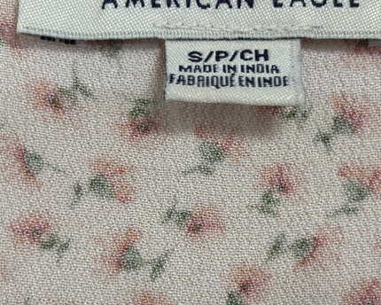 American Eagle Cream Floral Long Sleeve Tiered Mini Dress