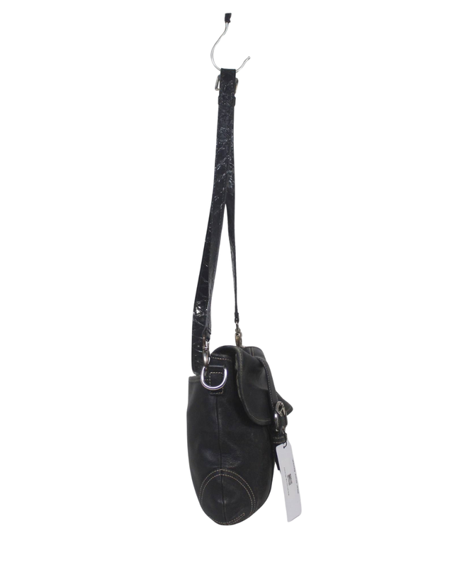 Coach Black Leather Buckle Crossbody Bag