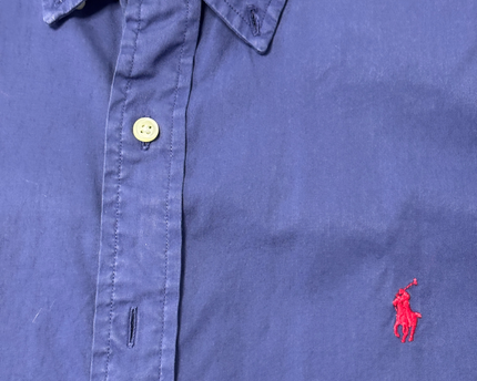 Ralph Lauren Blue Slim Fit Feather Weight Twill Short Sleeve Shirt