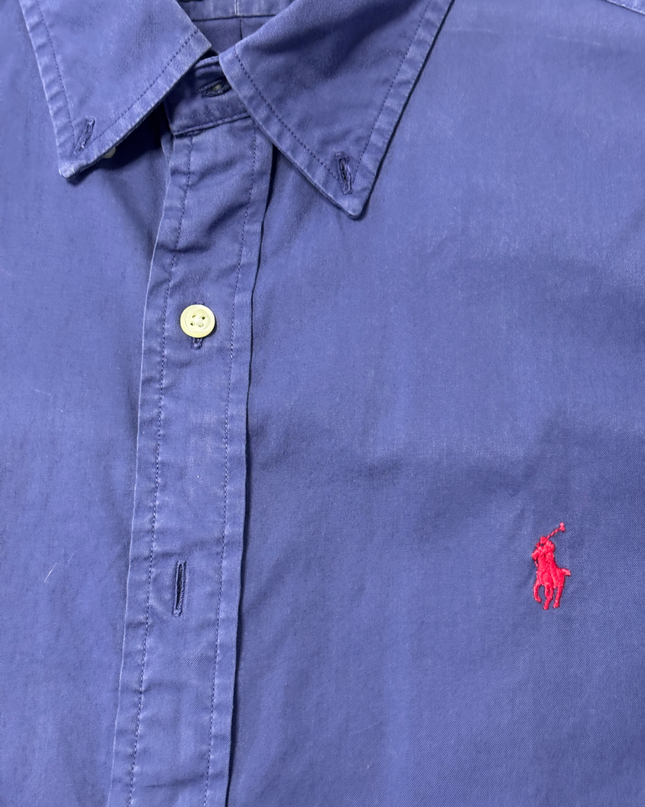 Ralph Lauren Blue Slim Fit Feather Weight Twill Short Sleeve Shirt