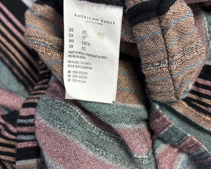 American Eagle Multi-color Striped Wrap Front Blouse