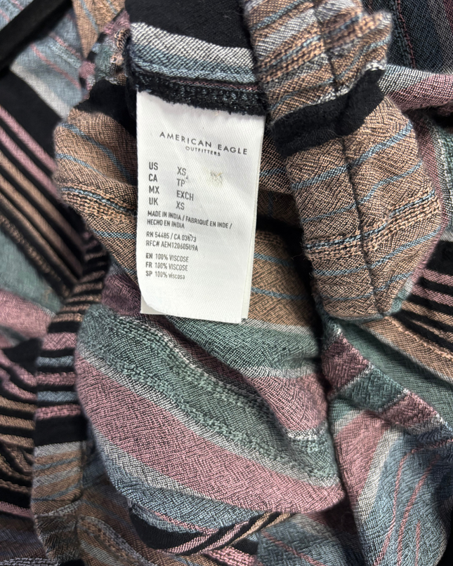 American Eagle Multi-color Striped Wrap Front Blouse