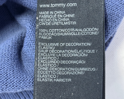 Tommy Hilfiger Blue Premium Cotton V-Neck Sweater