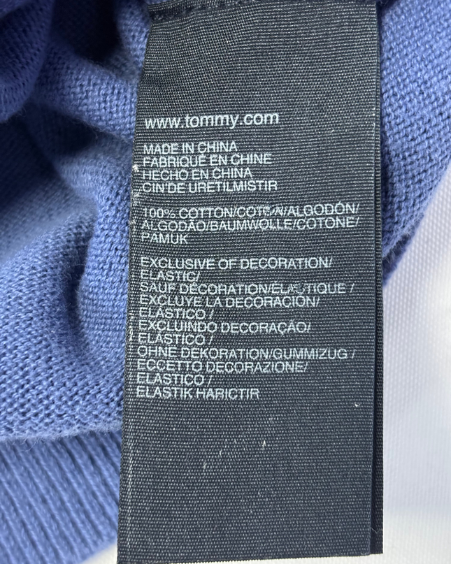 Tommy Hilfiger Blue Premium Cotton V-Neck Sweater