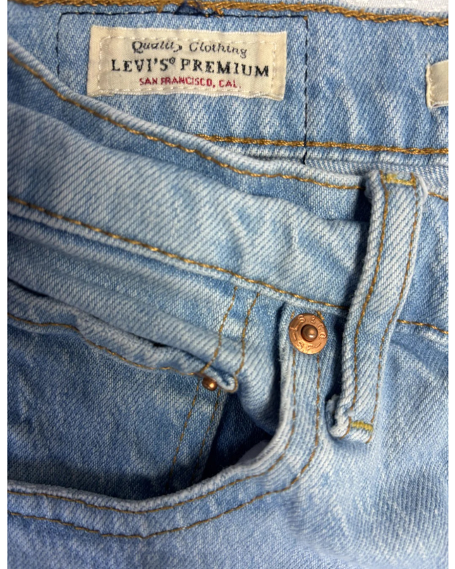Levi's Light Blue Ribcage Premium High Rise Denim Shorts