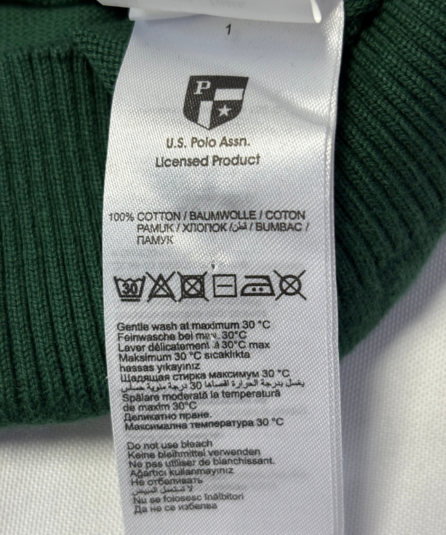 U.S. Polo Assn. Green Crew Neck Sweater with Textured Shoulders