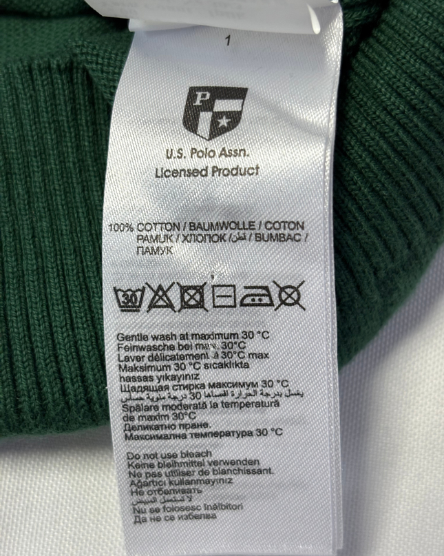 U.S. Polo Assn. Green Crew Neck Sweater with Textured Shoulders
