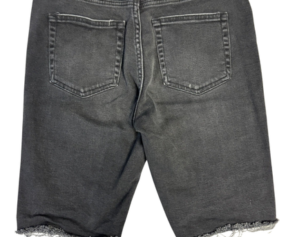 AMISU Black Frayed Hem High-Waisted Denim Shorts
