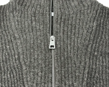 Zara Grey Half-Zip Ribbed Knit Sweater