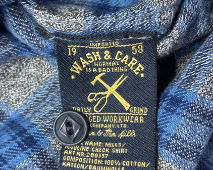 Mills Brothers Blue Checkered Western Flannel Shirt