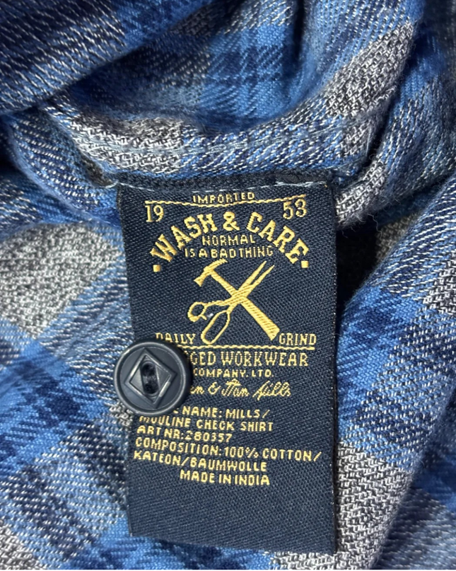 Mills Brothers Blue Checkered Western Flannel Shirt