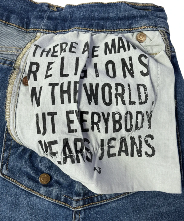 True Religion Blue Rocco Relaxed Skinny Distressed Jeans
